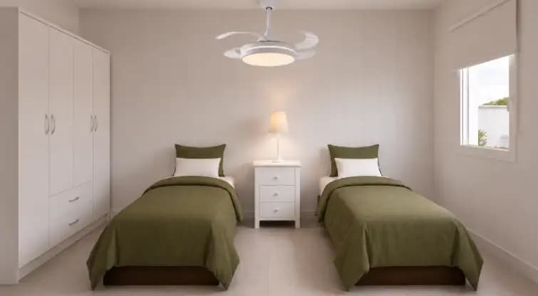 Segundo dormitorio con dos camas y placard