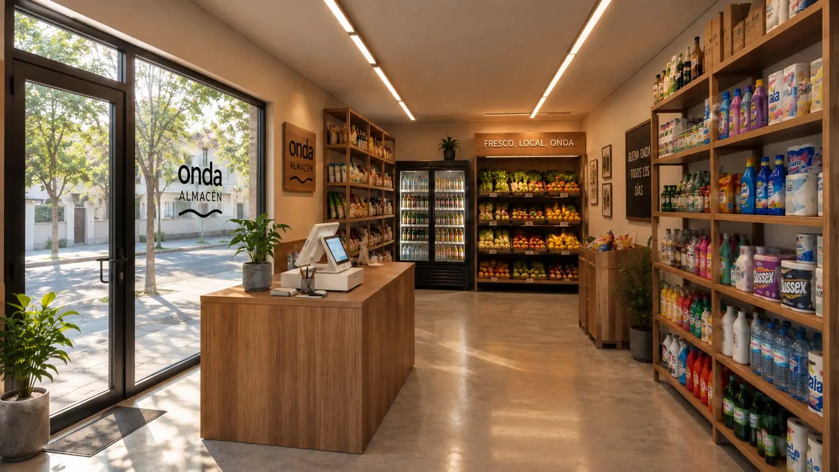 Interior de un local comercial configurado como almacén