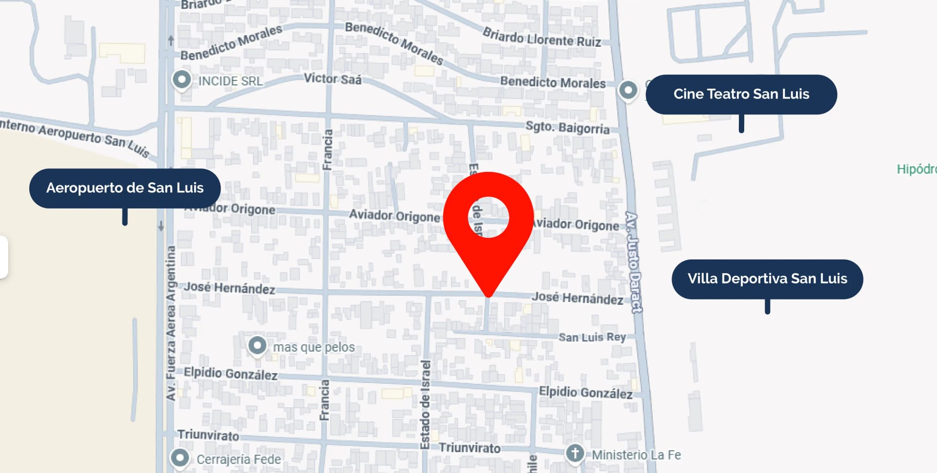 Ubicación estratégica del complejo San Luis (abrir en Google Maps)